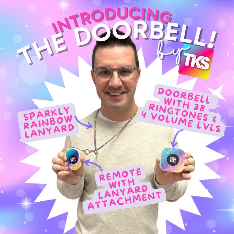 ✨ The Doorbell by TKS – Sparkly Rainbow Teacher's Remote