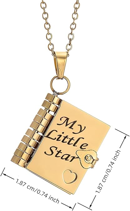 📖 My Little Star Book Necklace for Daughter, Birthday Day Gift Graduation Jewelry of Love