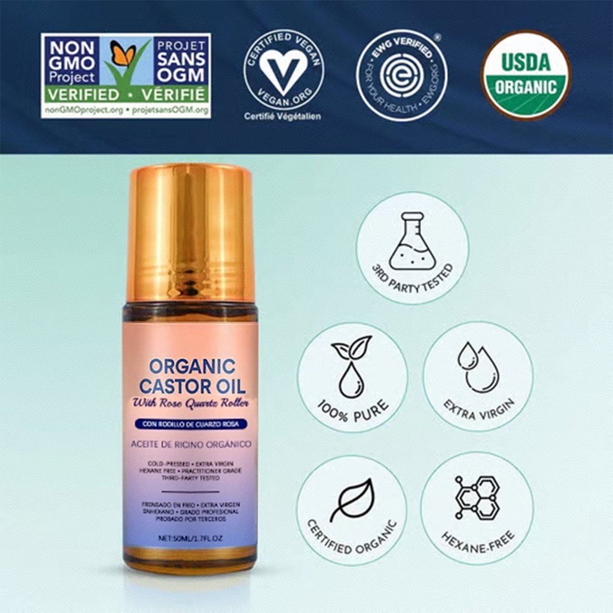 🏆Flash Sale⚡ 50K+ SOLD! Almost Gone-💥🎉🌿✨ Organic Castor Oil Roll-On - For Radiant Skin, Lush Hair & Relaxation,Best Gifts