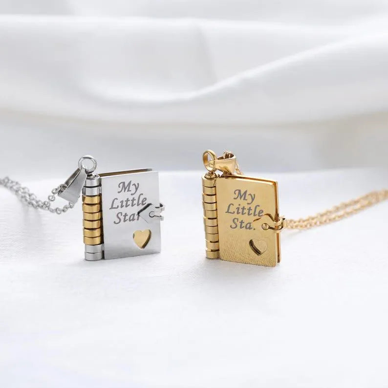 📖 My Little Star Book Necklace for Daughter, Birthday Day Gift Graduation Jewelry of Love