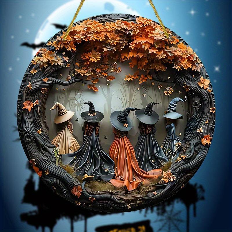 🧙 Witch Pattemn Wooden Hanging Sign