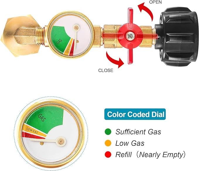 💥 Last Day Promotion 49% OFF 🔥Top-Rated Propane Refill Elbow Adapter (With Tank Gauge)