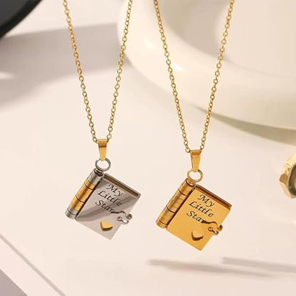 📖 My Little Star Book Necklace for Daughter, Birthday Day Gift Graduation Jewelry of Love