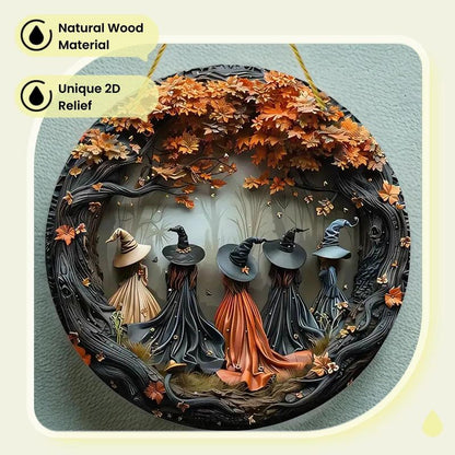 🧙 Witch Pattemn Wooden Hanging Sign