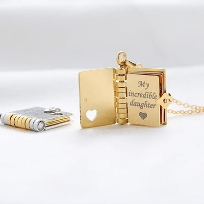 📖 My Little Star Book Necklace for Daughter, Birthday Day Gift Graduation Jewelry of Love