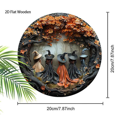 🧙 Witch Pattemn Wooden Hanging Sign