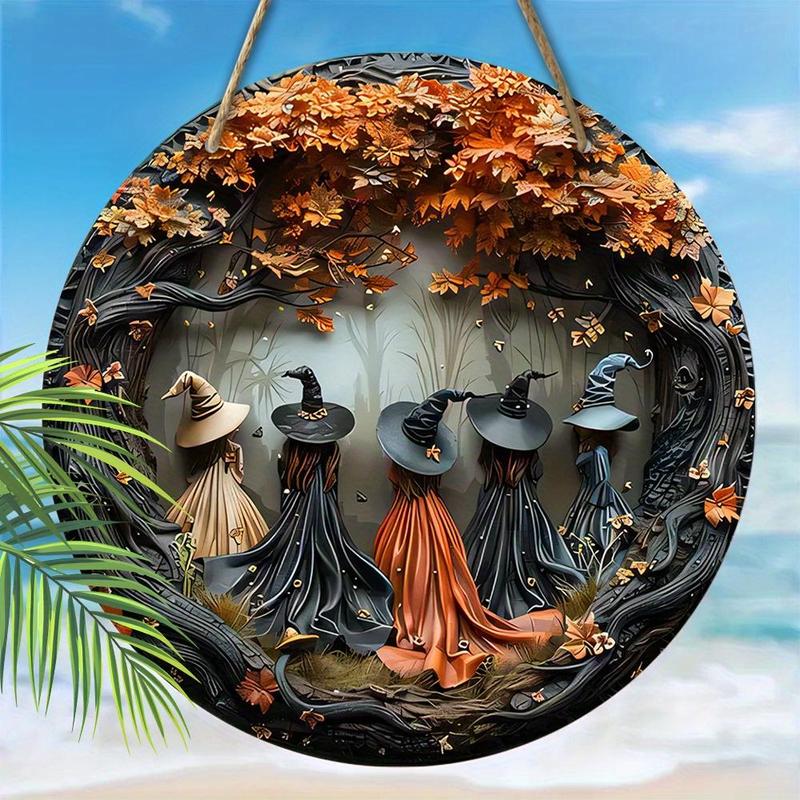 🧙 Witch Pattemn Wooden Hanging Sign