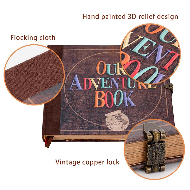❤️📚 Our Adventure Book Scrapbook 📸💕  Retro Style Embossed Letter Cover, Perfect for Travel & Memories 💭