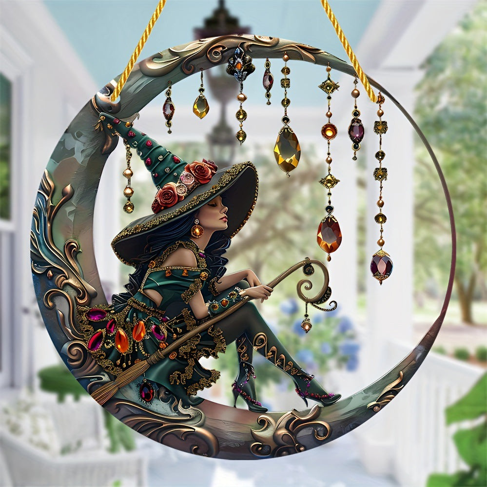🧙 Witch Pattemn Wooden Hanging Sign