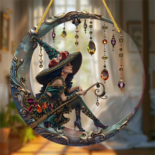 🧙 Witch Pattemn Wooden Hanging Sign