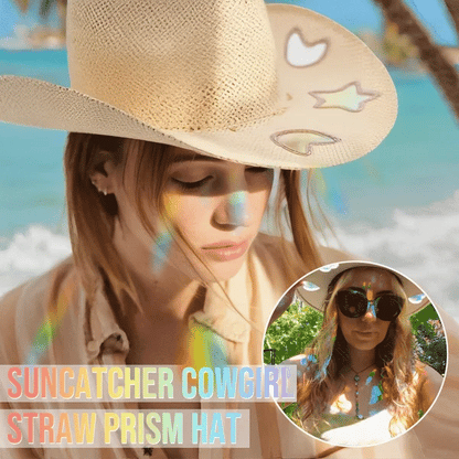 🏆Flash Sale⚡ 50K+ SOLD! Almost Gone-💥🔥Suncatcher Cowgirl Straw Prism Hat