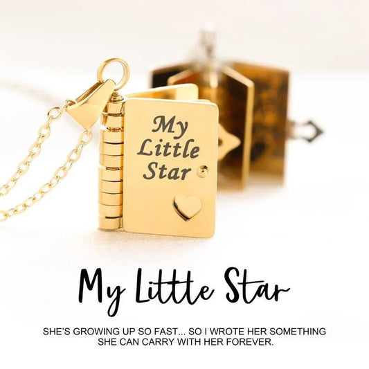 📖 My Little Star Book Necklace for Daughter, Birthday Day Gift Graduation Jewelry of Love