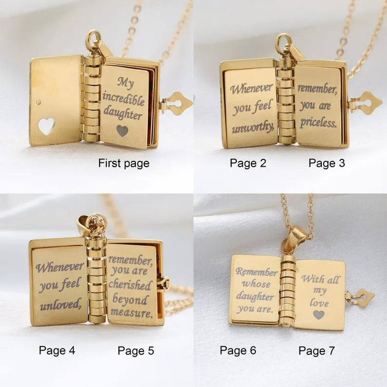 📖 My Little Star Book Necklace for Daughter, Birthday Day Gift Graduation Jewelry of Love